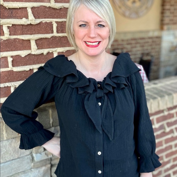 Black Ruffle Top - Picture 3 of 6